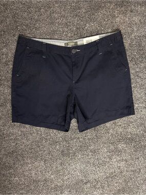 Natural Dark Navy Casual Cotton-Blend Shorts